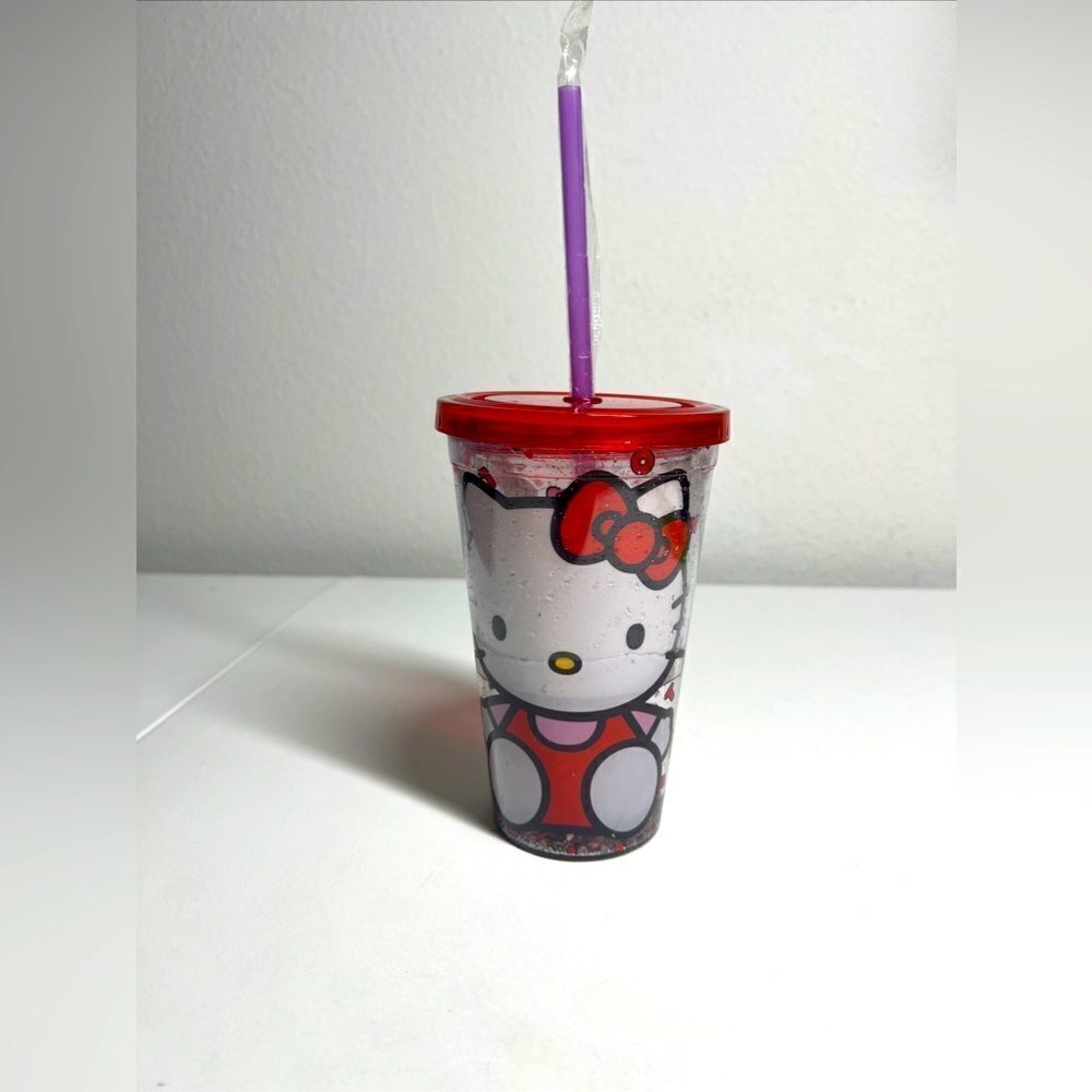 Hello Kitty Tumbler Collectible Glitter Balloon Sanrio 16 Oz Travel Cup RARE NEW